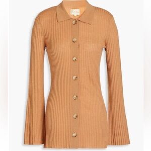 LouLou Studio Biola Ribbed Wool Cashmere Blend Cardigan Top XS